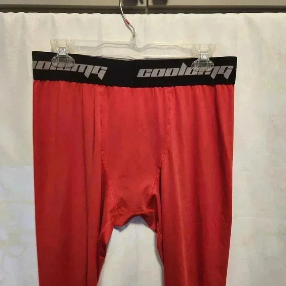 COOLOMG Men's Size 2XL Compression‎ Pants Tights Red Wide Elastic Waistband - Picture 2 of 6